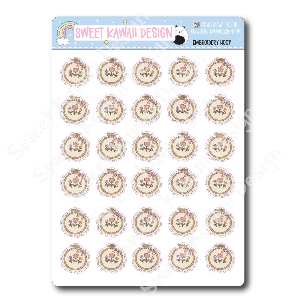 Kawaii Embroidery Hoop Stickers