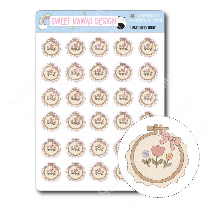 Kawaii Embroidery Hoop Stickers