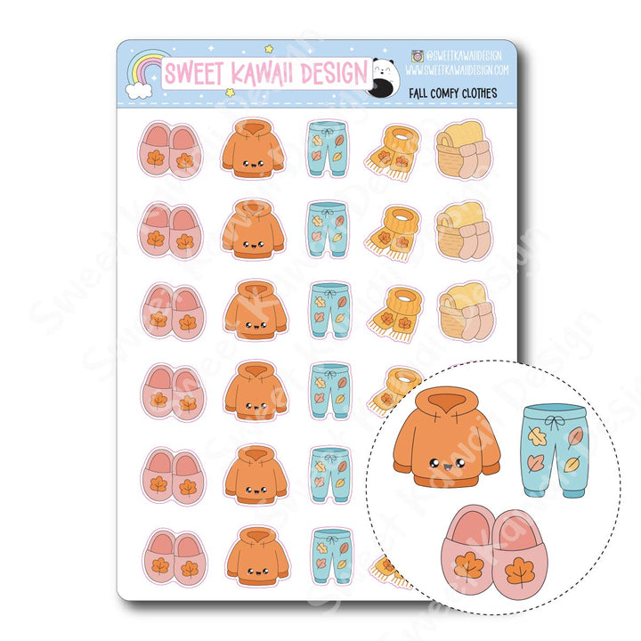 Kawaii Fall Comfy Clothes Stickers