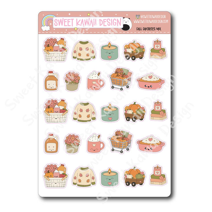 Kawaii Fall Favorites Mix Stickers