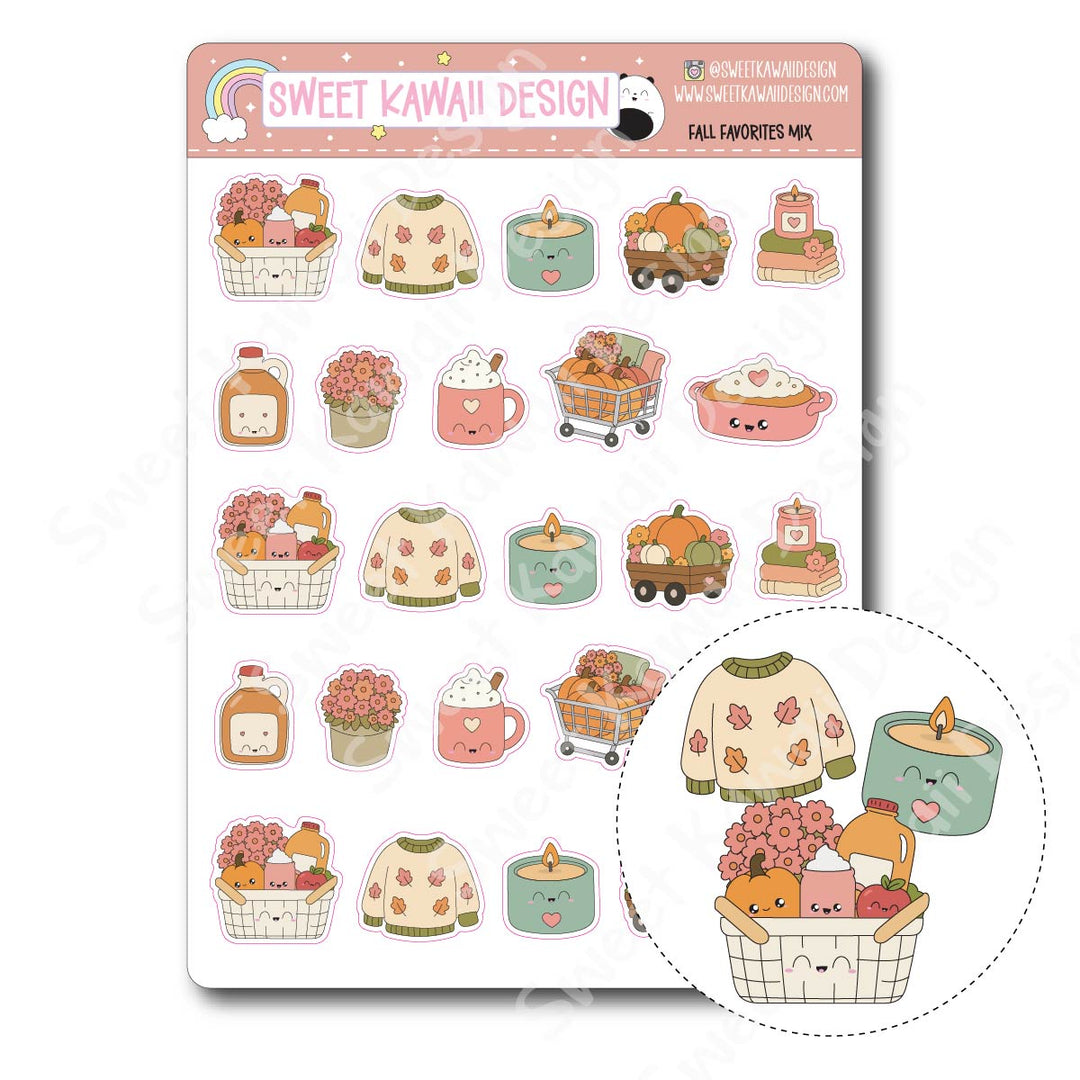 Kawaii Fall Favorites Mix Stickers