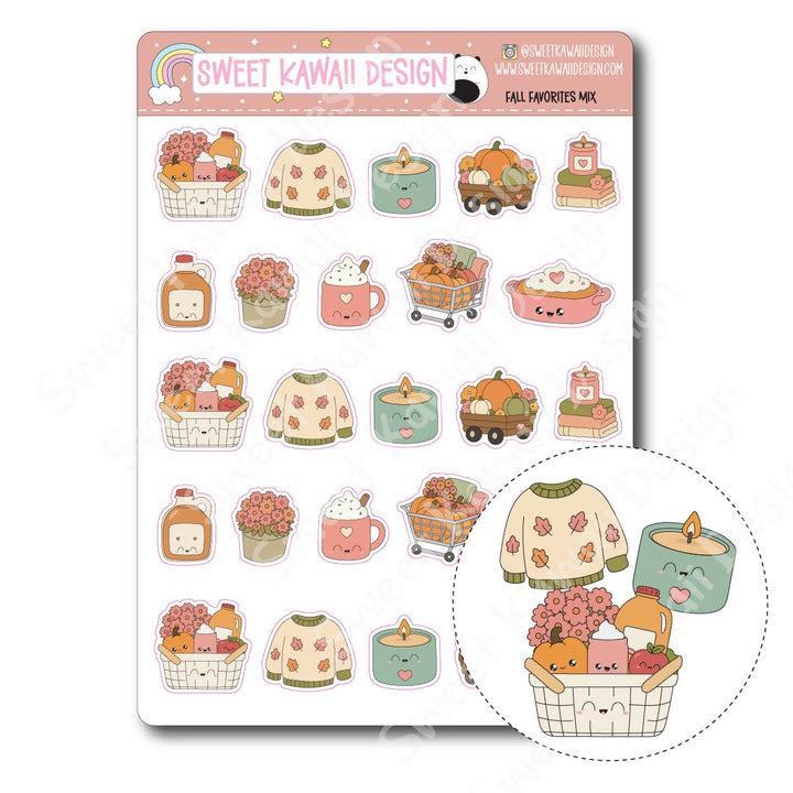 Kawaii Fall Favorites Mix Stickers