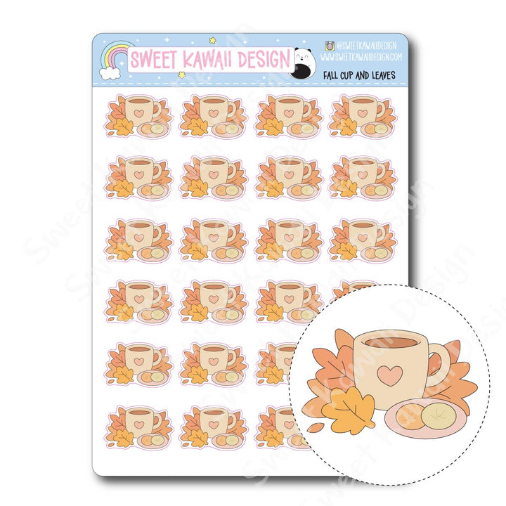Kawaii Fall Leaves and Cup Stickers