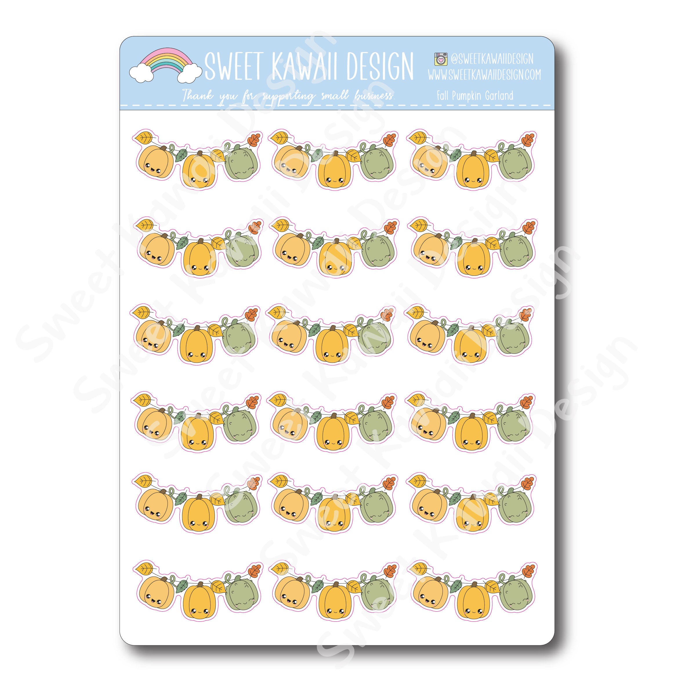Kawaii Fall Pumpkin Garland Stickers