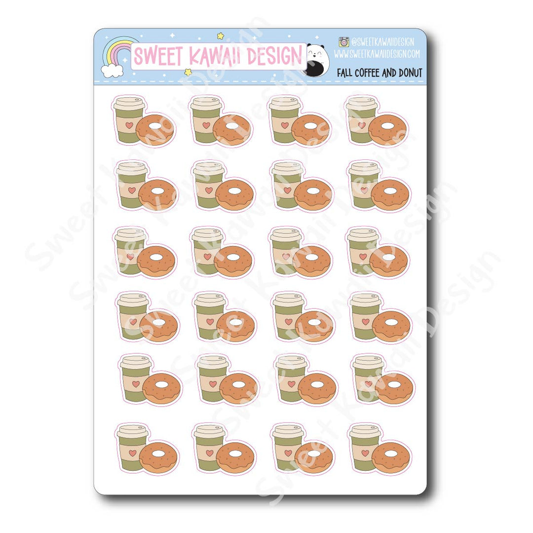 Kawaii Fall Coffee and Donut Stickers