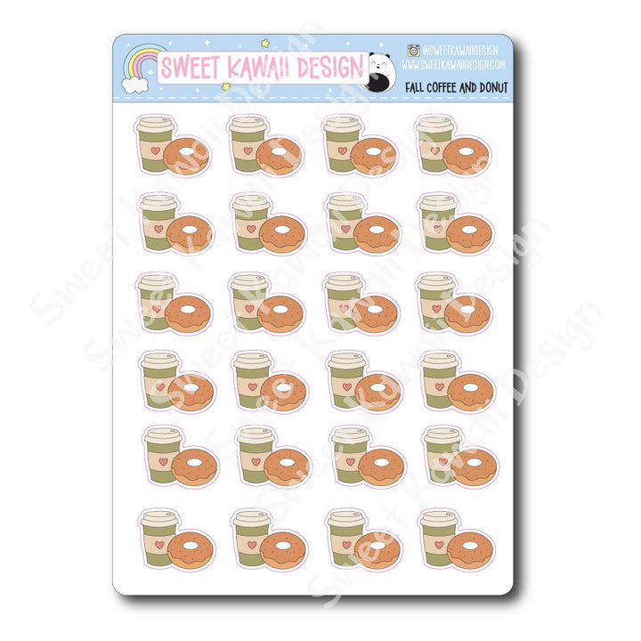 Kawaii Fall Coffee and Donut Stickers