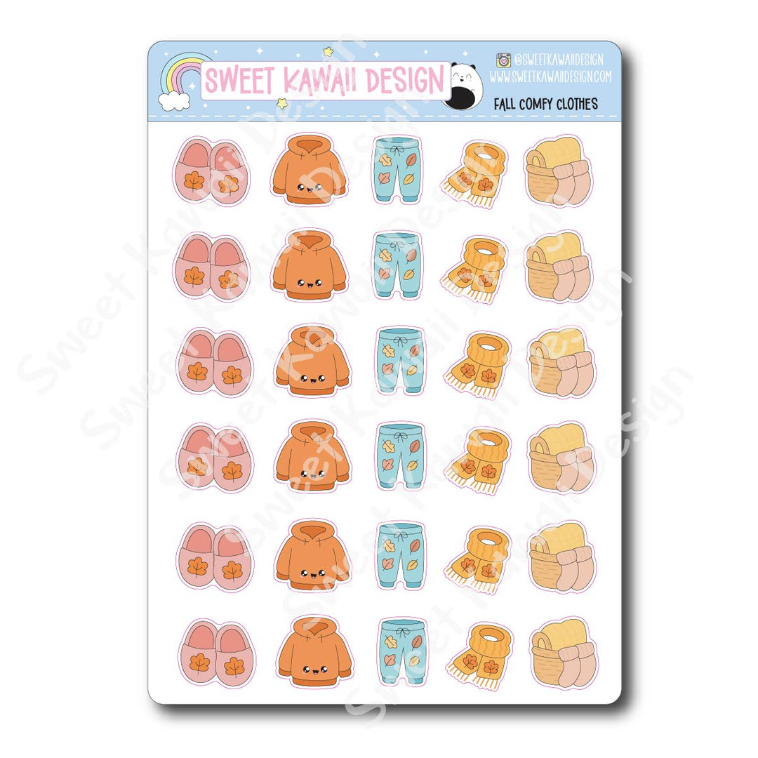 Kawaii Fall Comfy Clothes Stickers