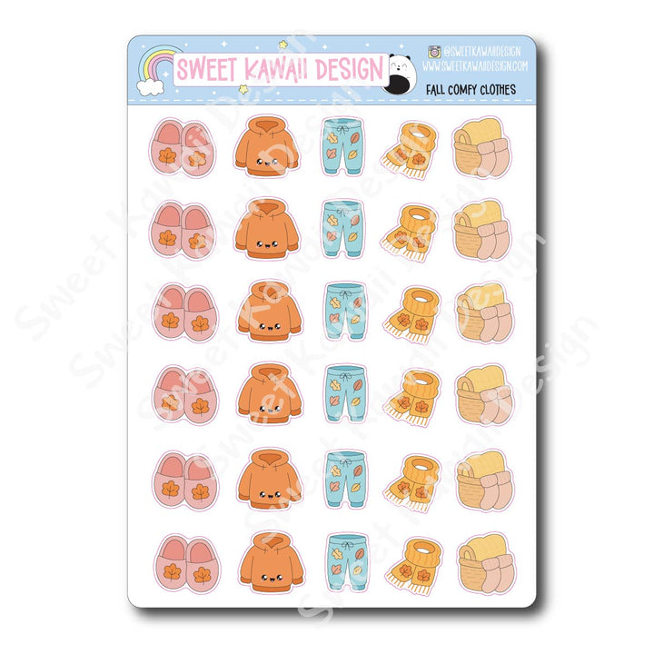 Kawaii Fall Comfy Clothes Stickers