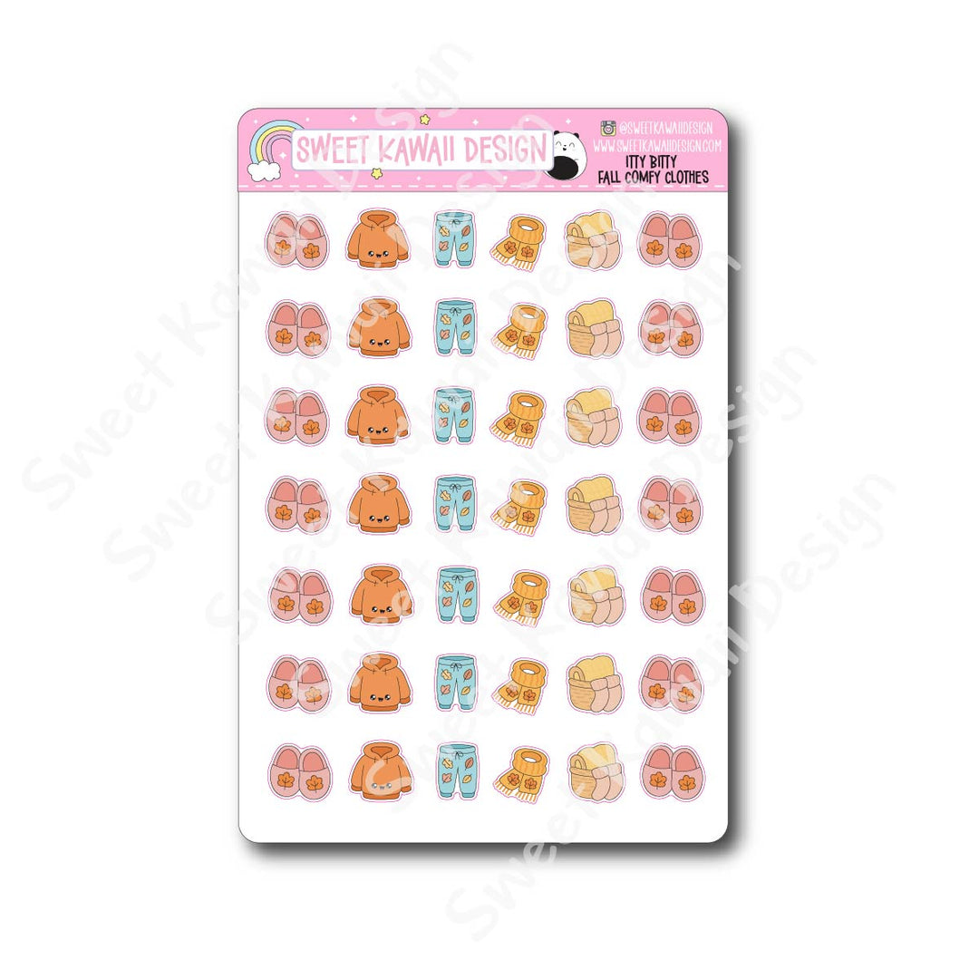 Kawaii Fall Comfy Clothes Stickers