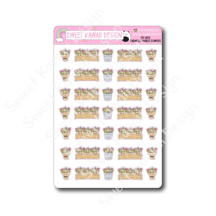 Kawaii Farmer's Market Stickers - Flowers