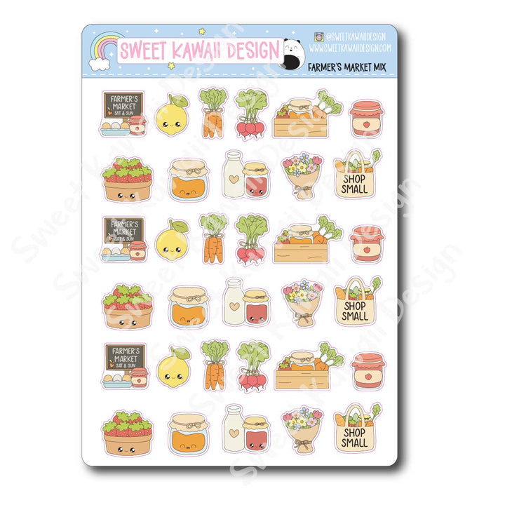 Kawaii Farmer's Market Stickers - Mix