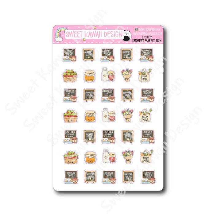 Kawaii Farmer's Market Stickers - Sign