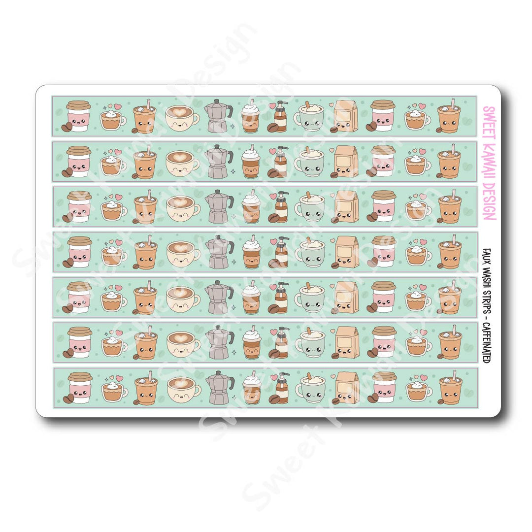 Kawaii Faux Washi Strips - Caffeinated
