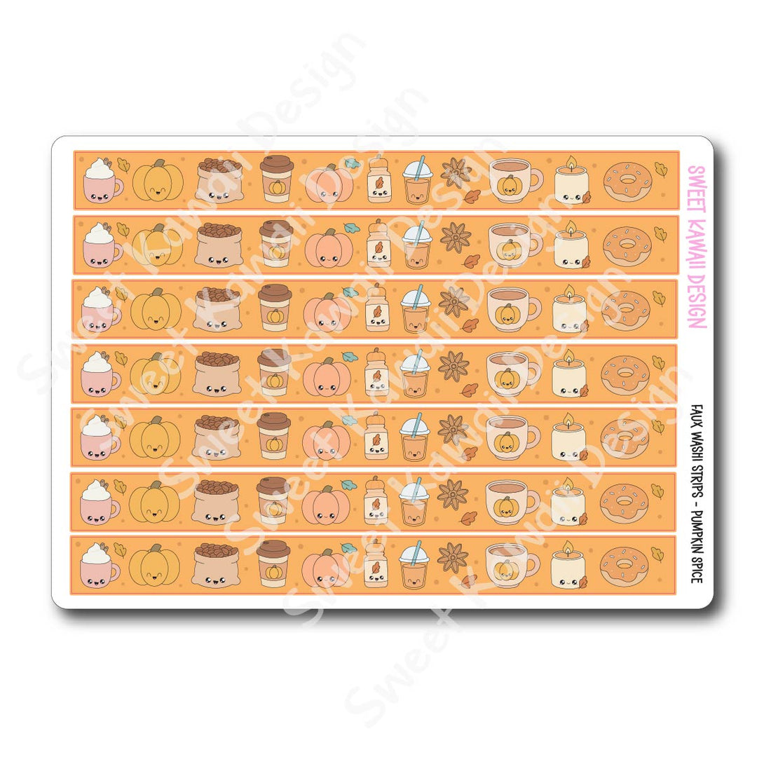 Kawaii Faux Washi Strips - Pumpkin Spice