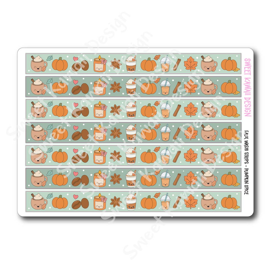 Kawaii Faux Washi Strips - Pumpkin Spice Latte
