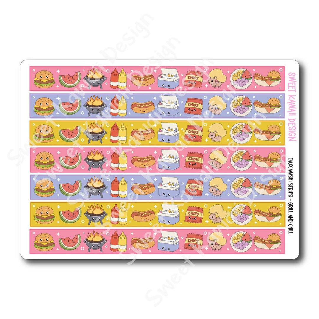 Kawaii Faux Washi Strips - Grill and Chill