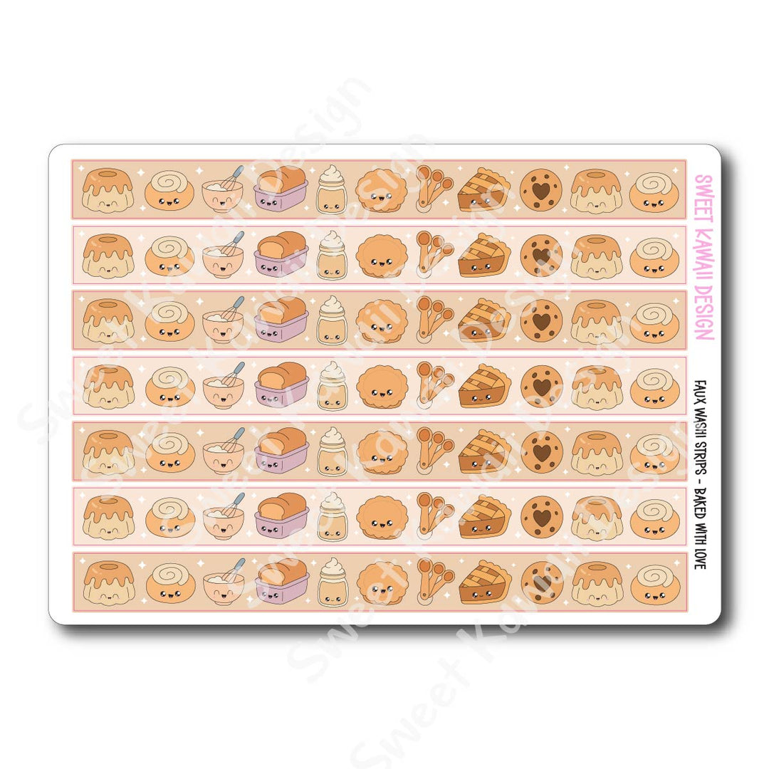 Kawaii Faux Washi Strips - Baked with Love