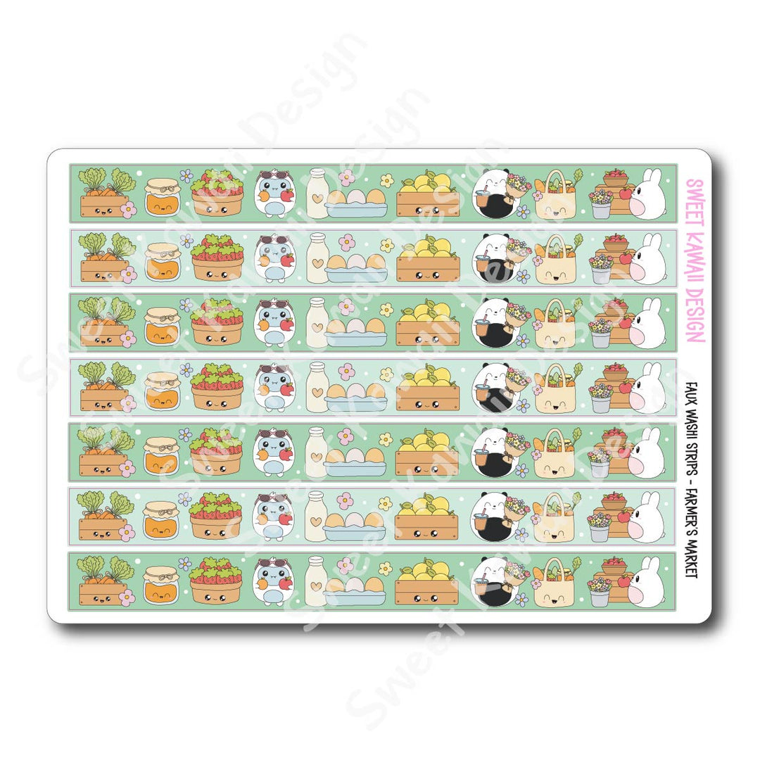 Kawaii Faux Washi Strips - Farmer's Market