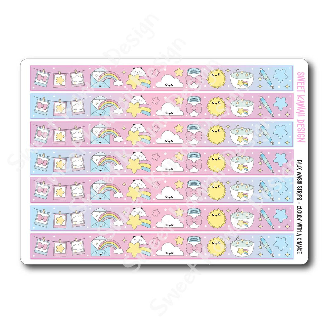 Kawaii Faux Washi Strips - Cloudy With A Chance