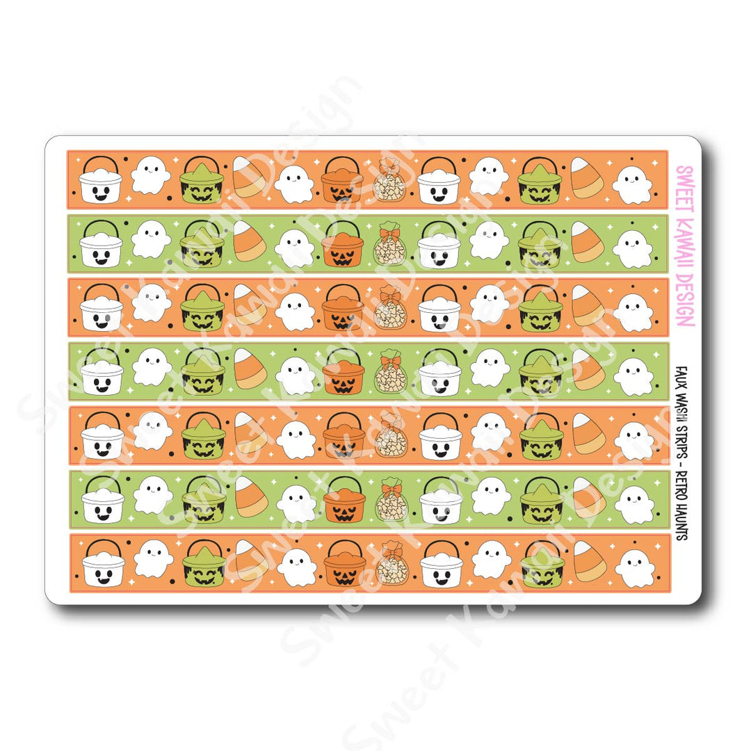 Kawaii Faux Washi Strips - Retro Haunts