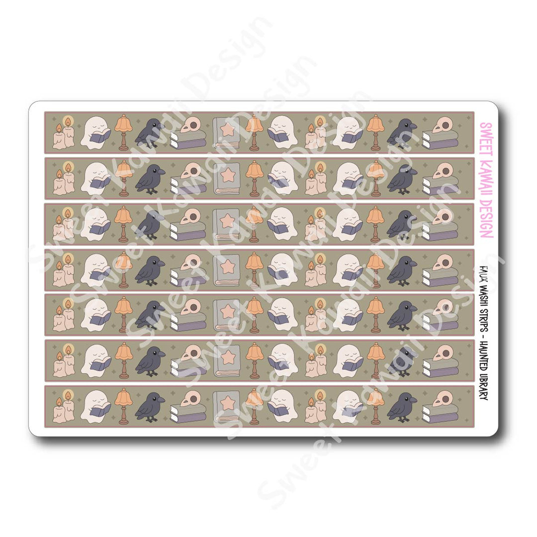 Kawaii Faux Washi Strips - Haunted Library