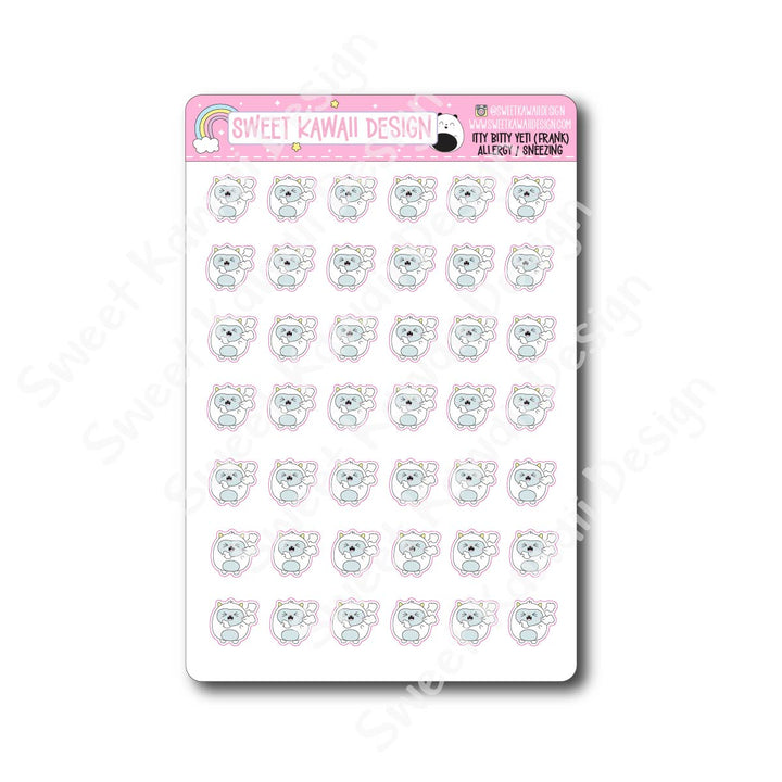 Kawaii Yeti (Frank) Stickers - Allergy / Sneezing