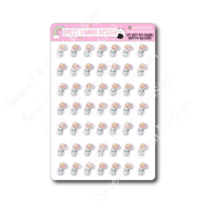 Kawaii Yeti (Frank) Stickers - Birthday Balloons