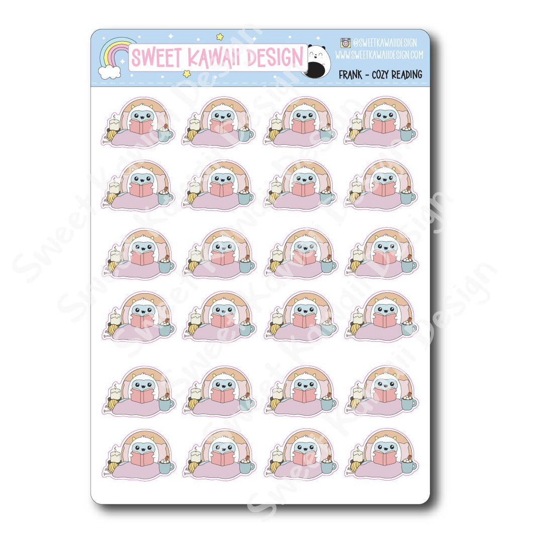Kawaii Yeti (Frank) Stickers - Cozy Reading