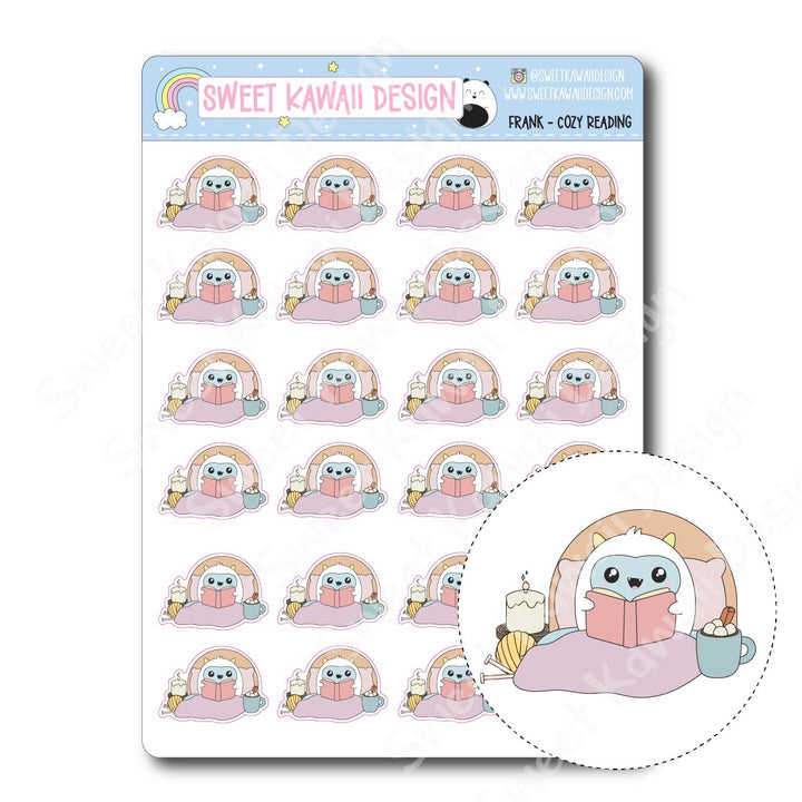 Kawaii Yeti (Frank) Stickers - Cozy Reading