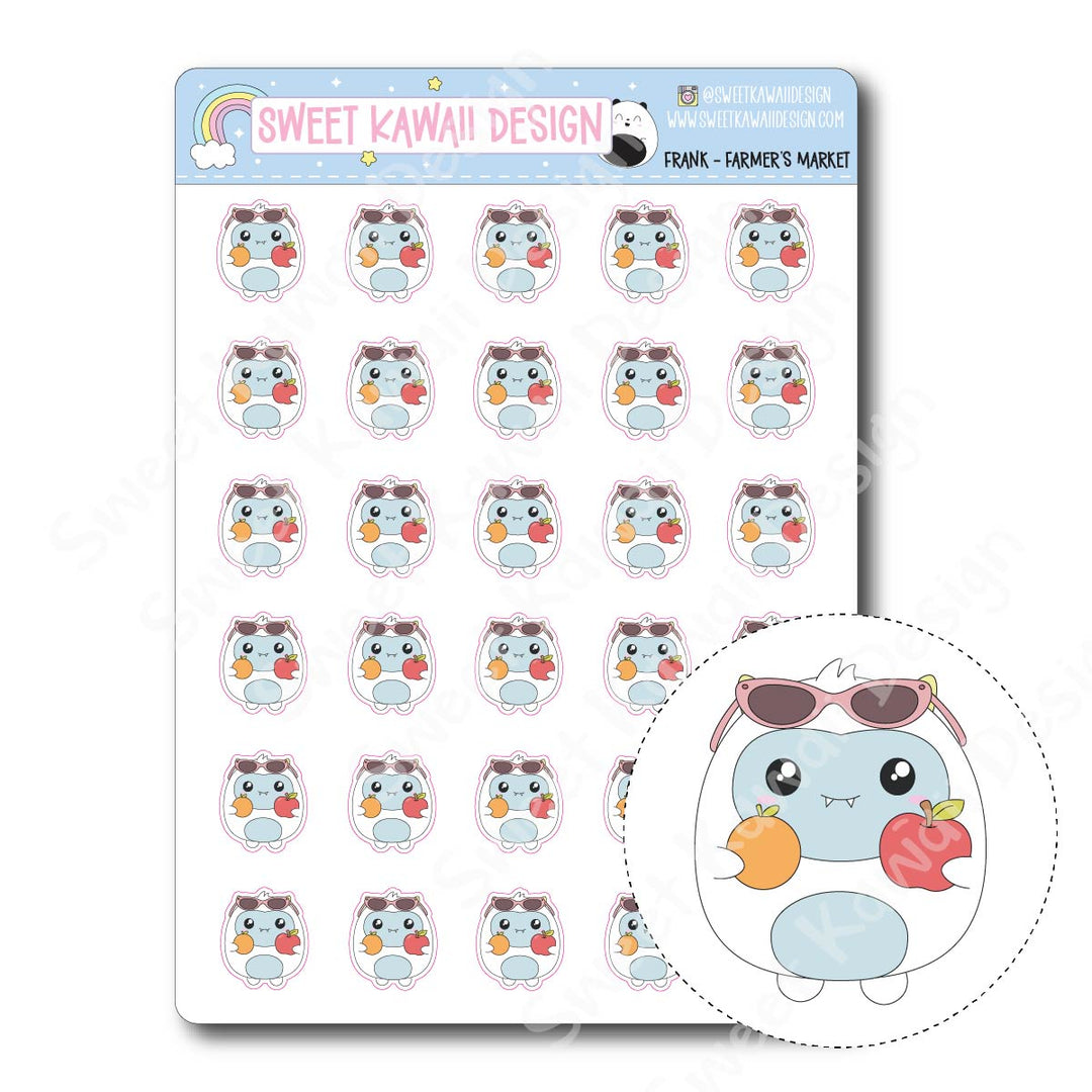 Kawaii Yeti (Frank) Stickers - Farmer's Market