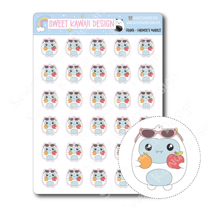 Kawaii Yeti (Frank) Stickers - Farmer's Market