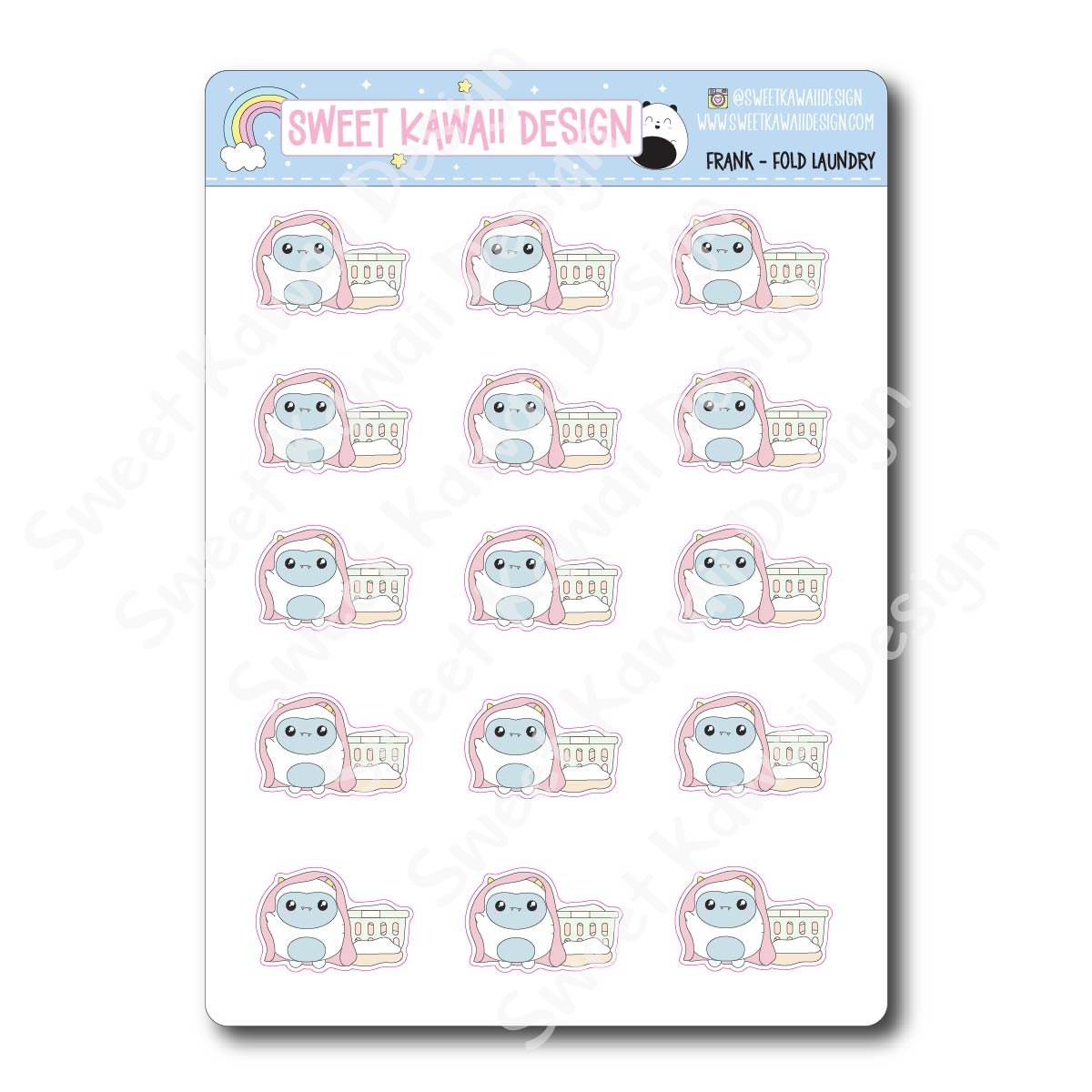 Kawaii Yeti (Frank) Stickers - Fold Laundry