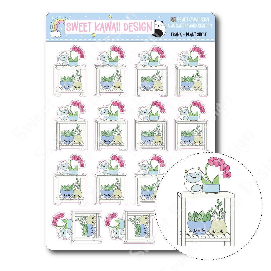 Kawaii Yeti (Frank) Stickers -Plant Shelf