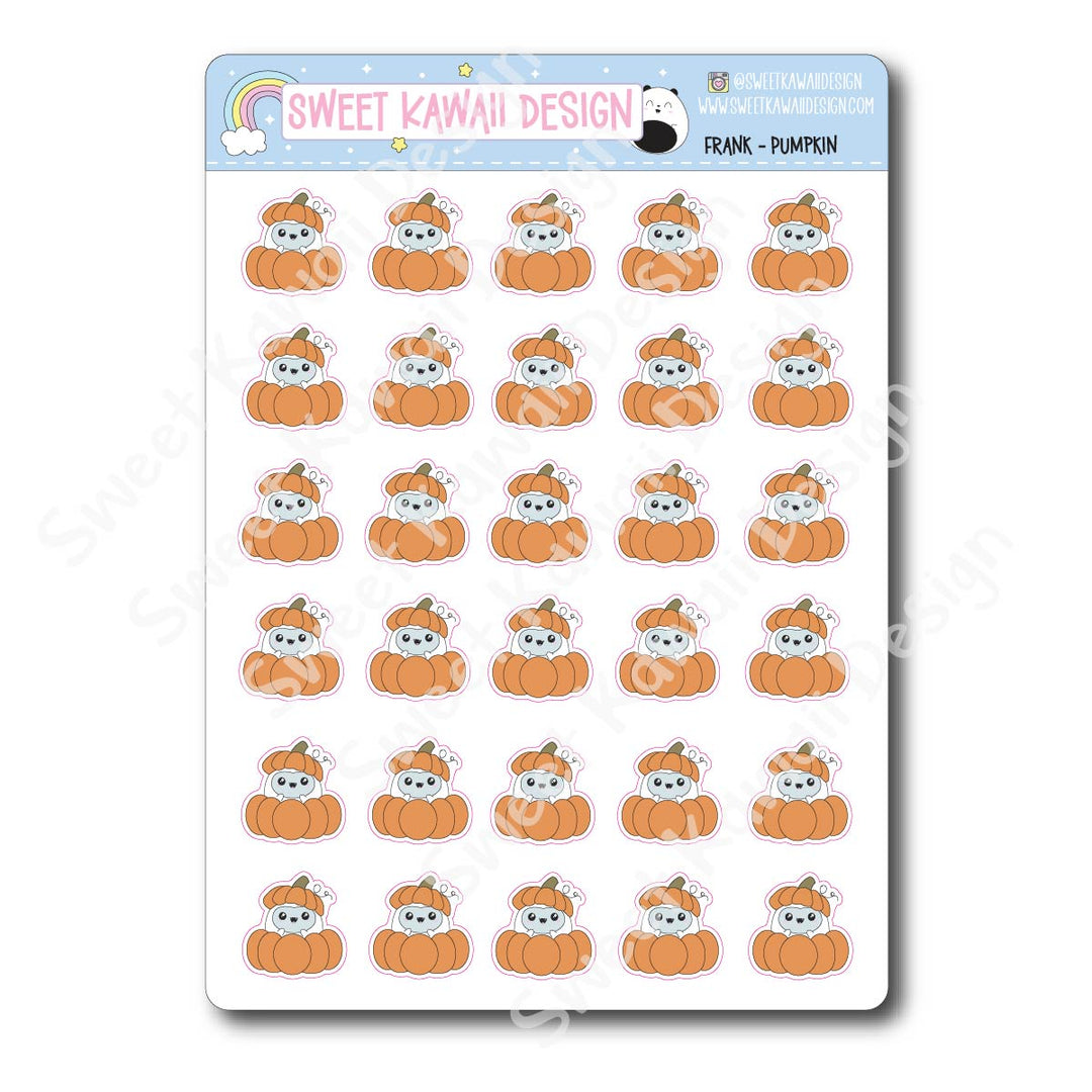 Kawaii Yeti (Frank) Stickers - Pumpkin
