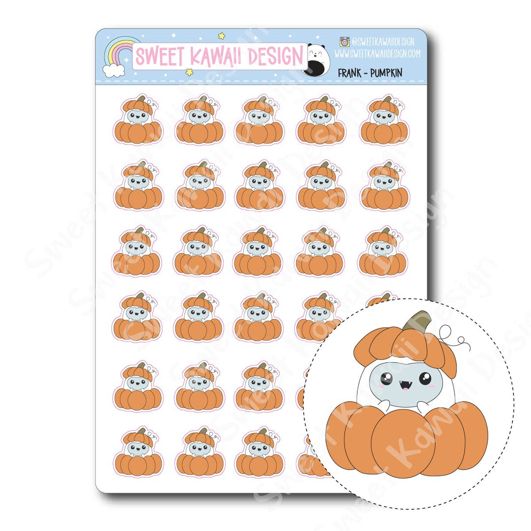 Kawaii Yeti (Frank) Stickers - Pumpkin