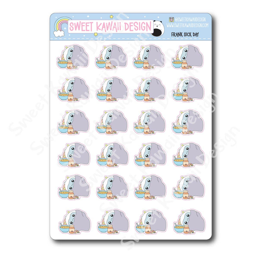 Kawaii Yeti (Frank) Stickers - Sick Day