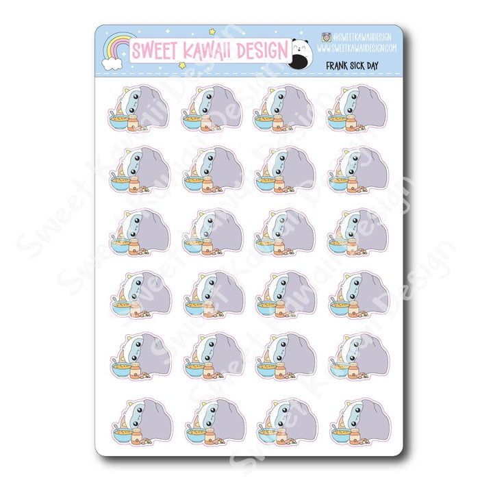 Kawaii Yeti (Frank) Stickers - Sick Day