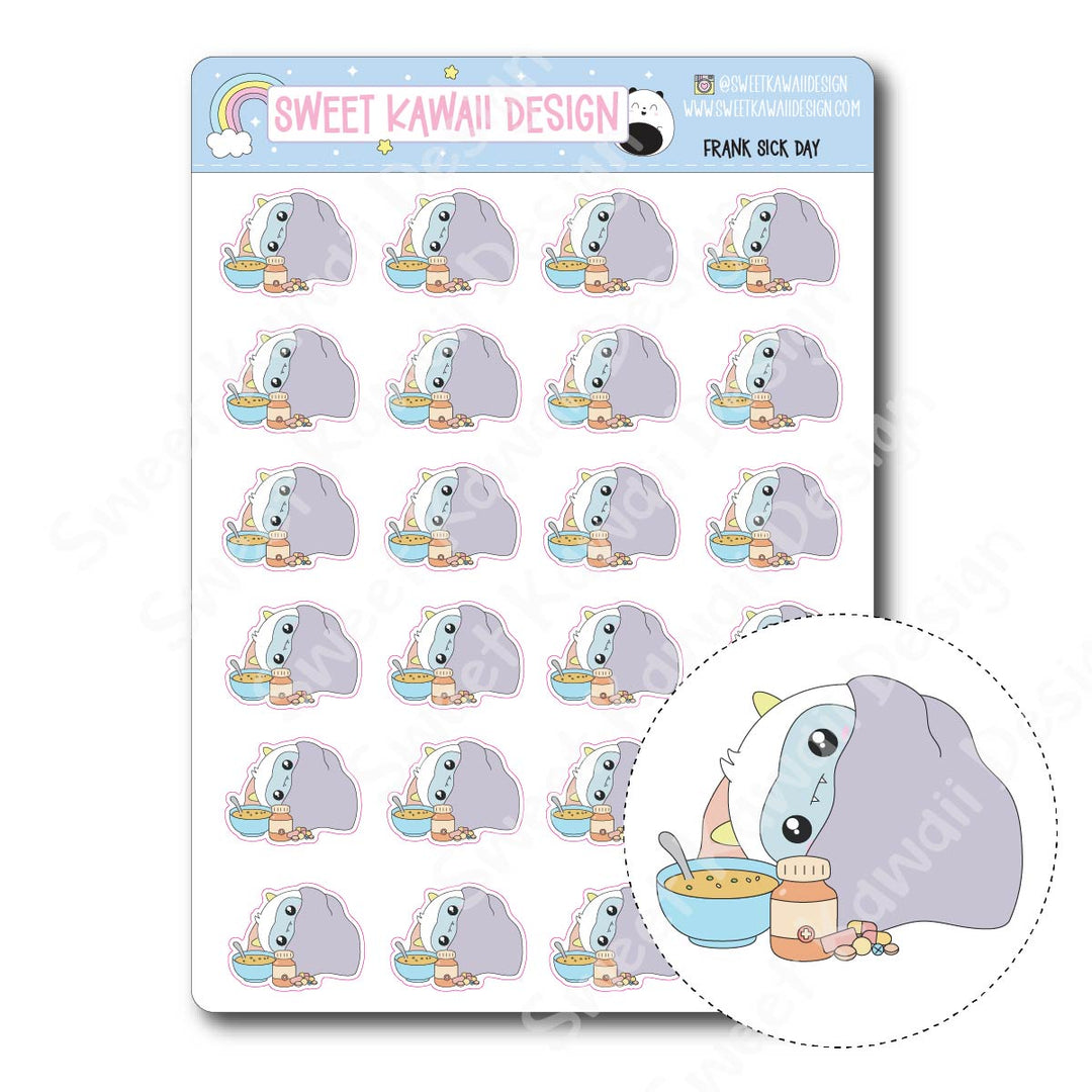 Kawaii Yeti (Frank) Stickers - Sick Day