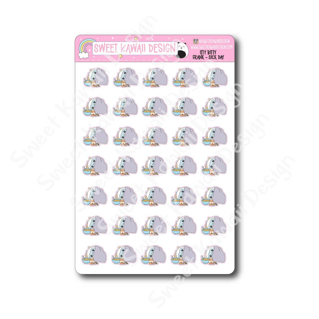 Kawaii Yeti (Frank) Stickers - Sick Day