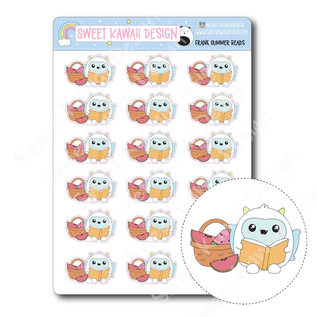 Kawaii Yeti (Frank) Stickers - Summer Reads