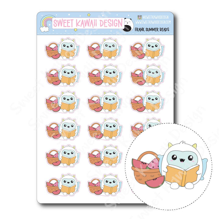 Kawaii Yeti (Frank) Stickers - Summer Reads