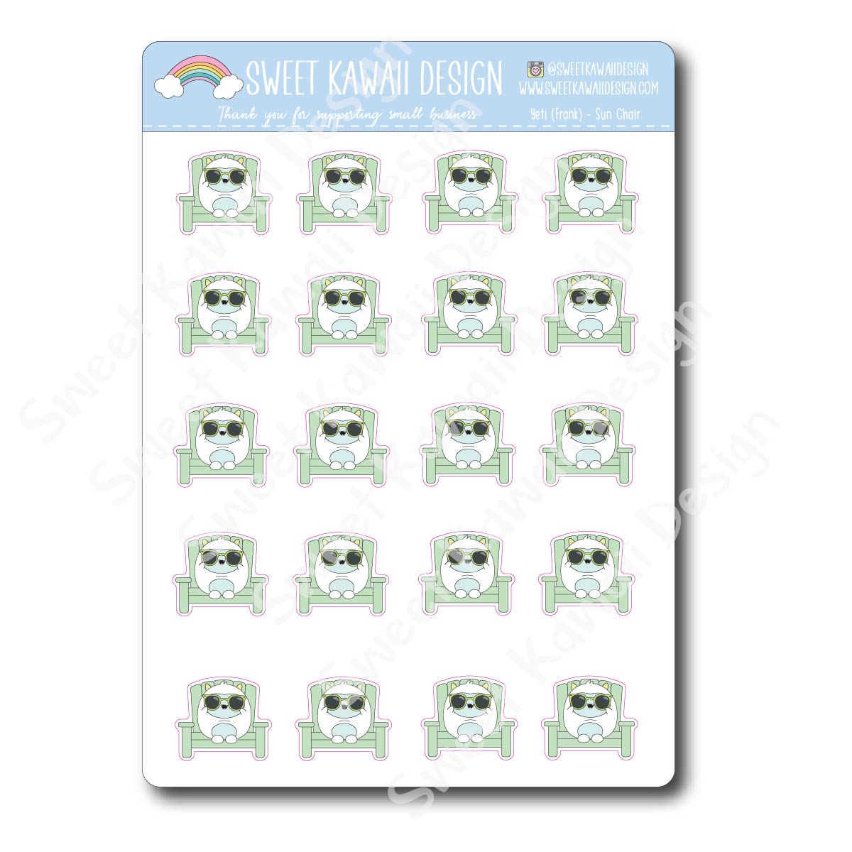 Kawaii Yeti  Stickers - Sun Chair