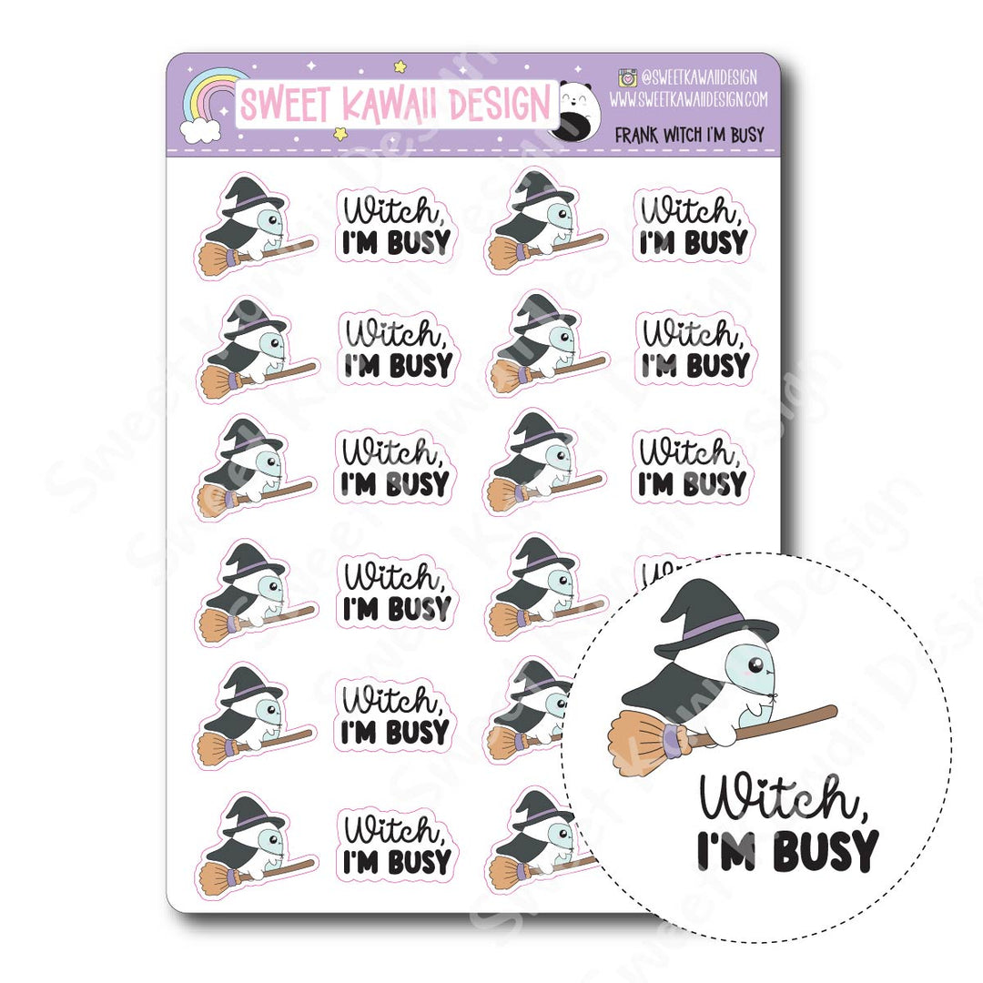 Kawaii Yeti (Frank) Stickers - Witch, I'm Busy
