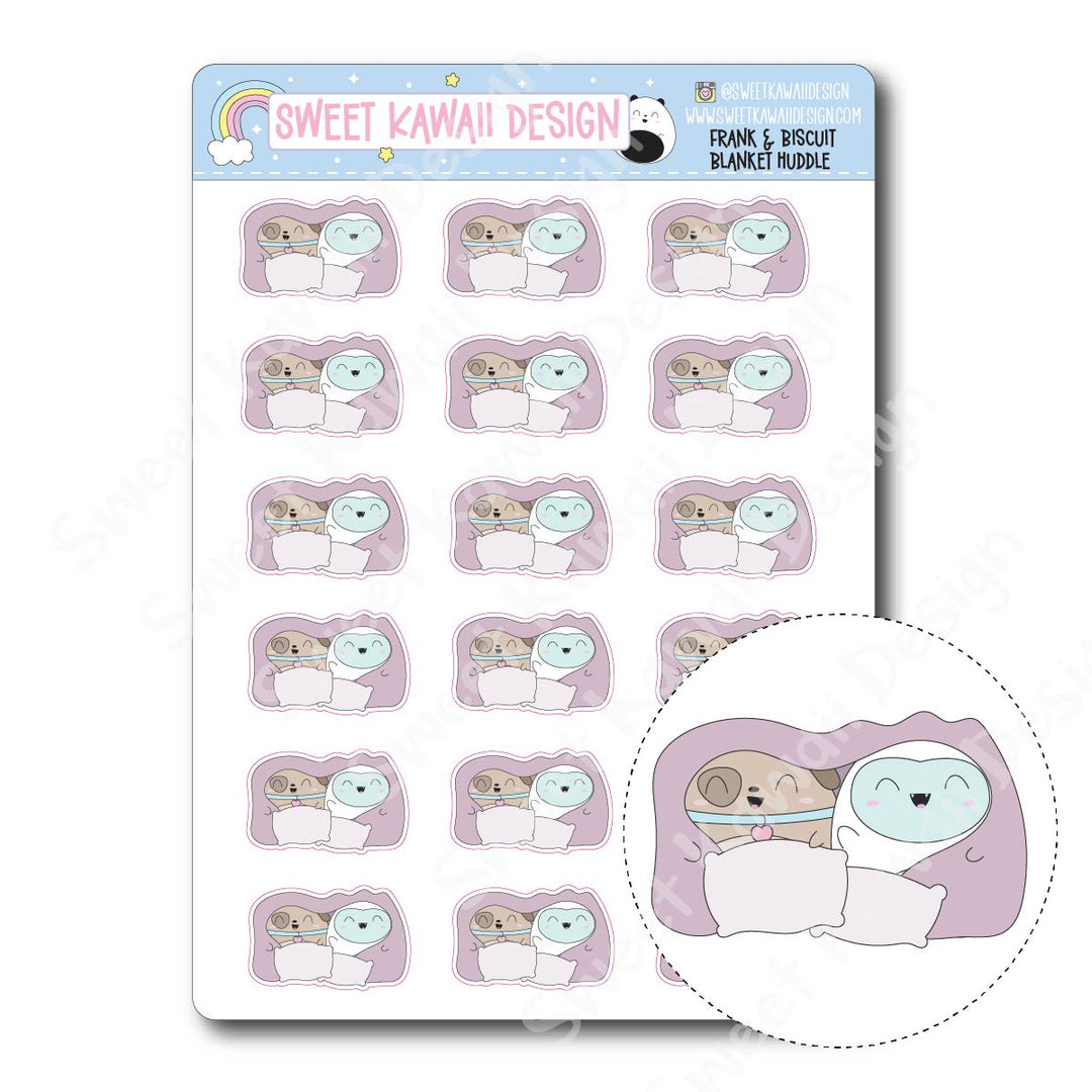 Kawaii Yeti (Frank) and Biscuit Stickers  - Blanket Huddle