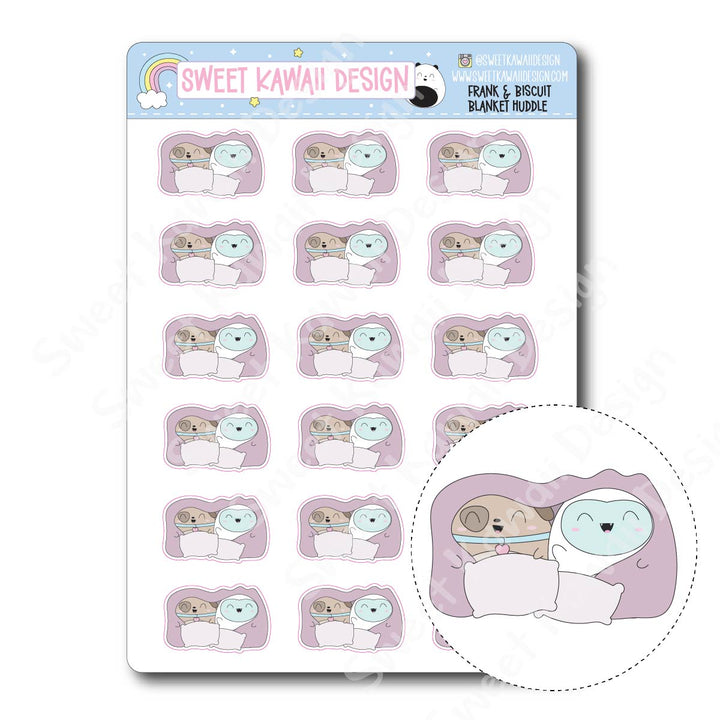 Kawaii Yeti (Frank) and Biscuit Stickers  - Blanket Huddle