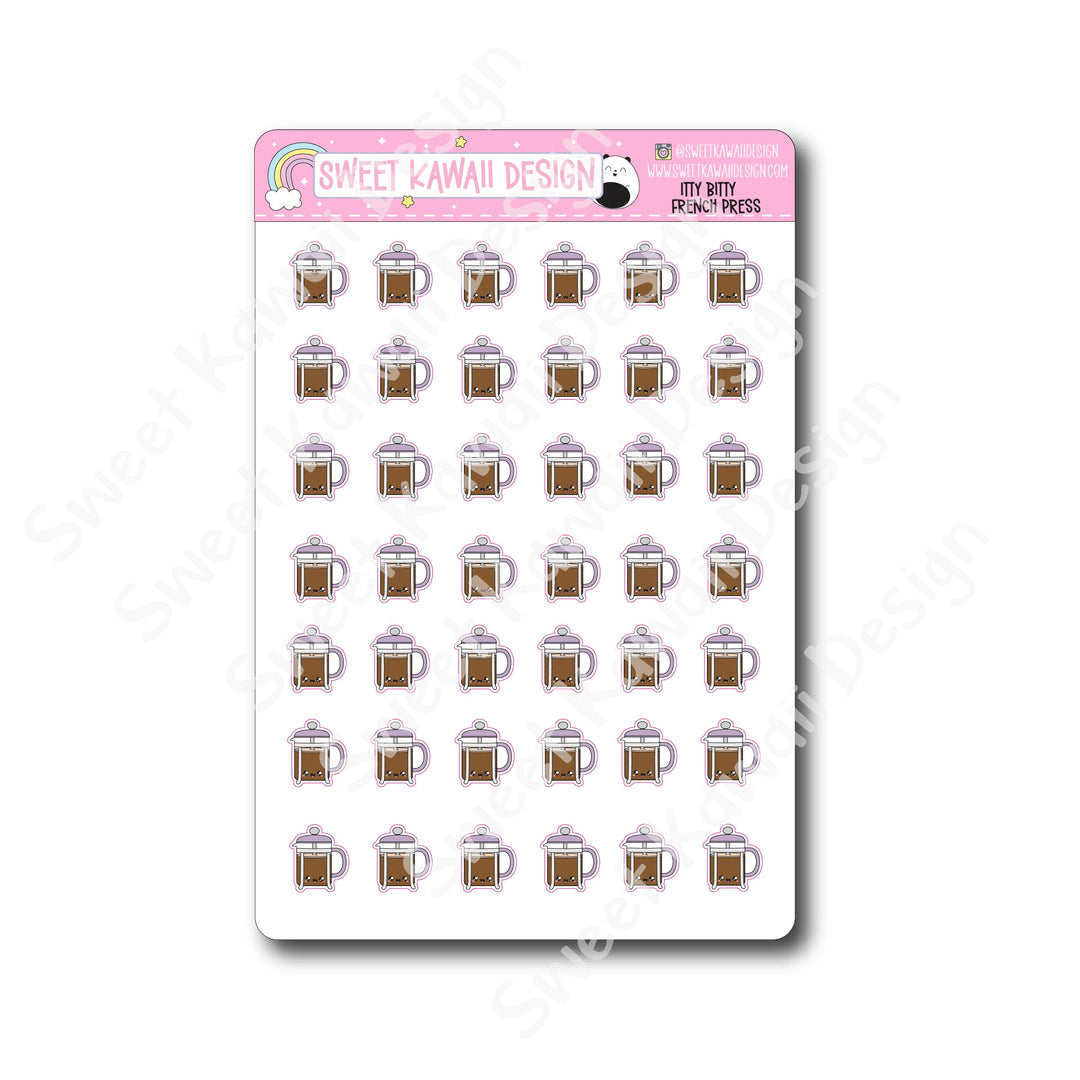 Kawaii French Press Stickers