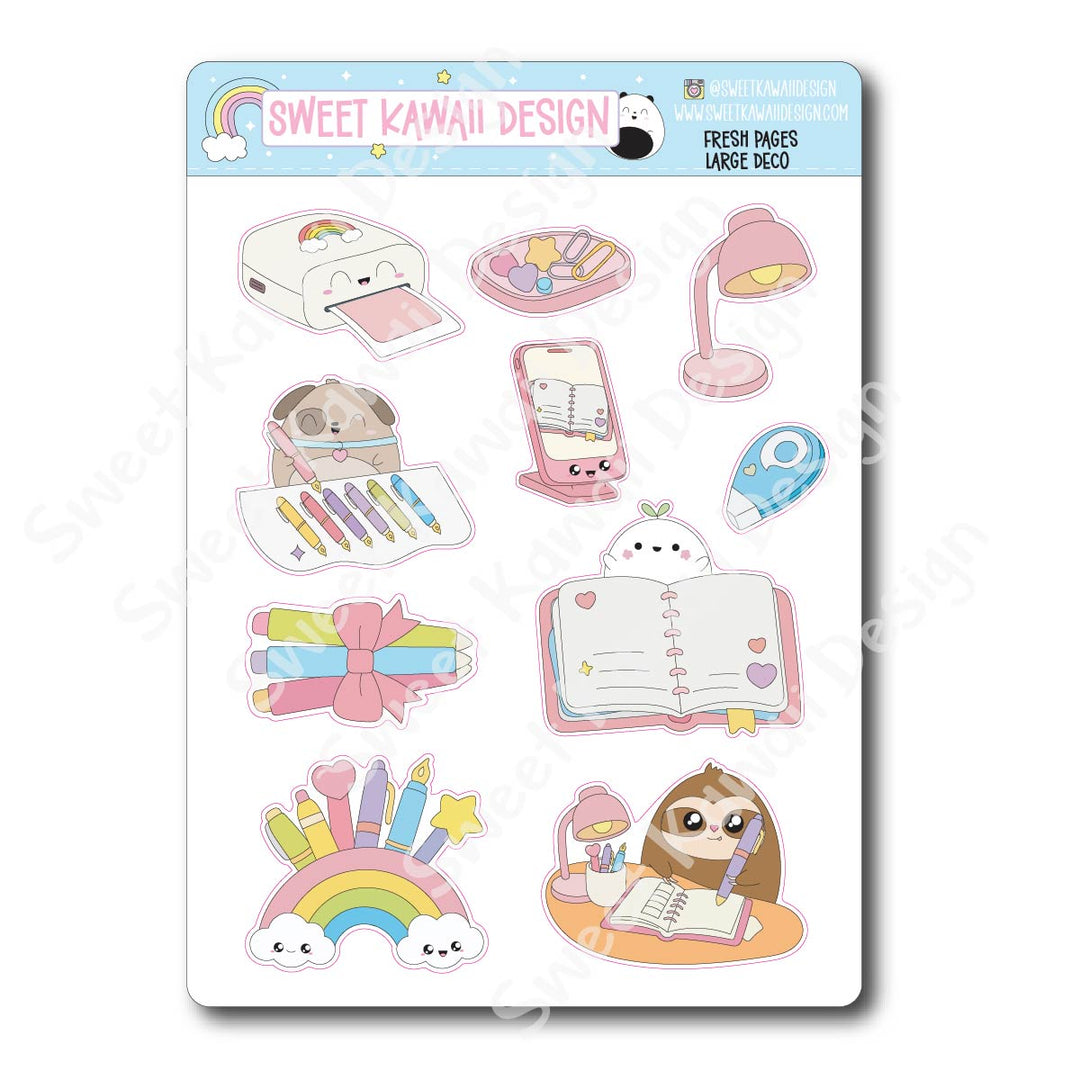 Kawaii Fresh Pages Deco (LARGE) Stickers