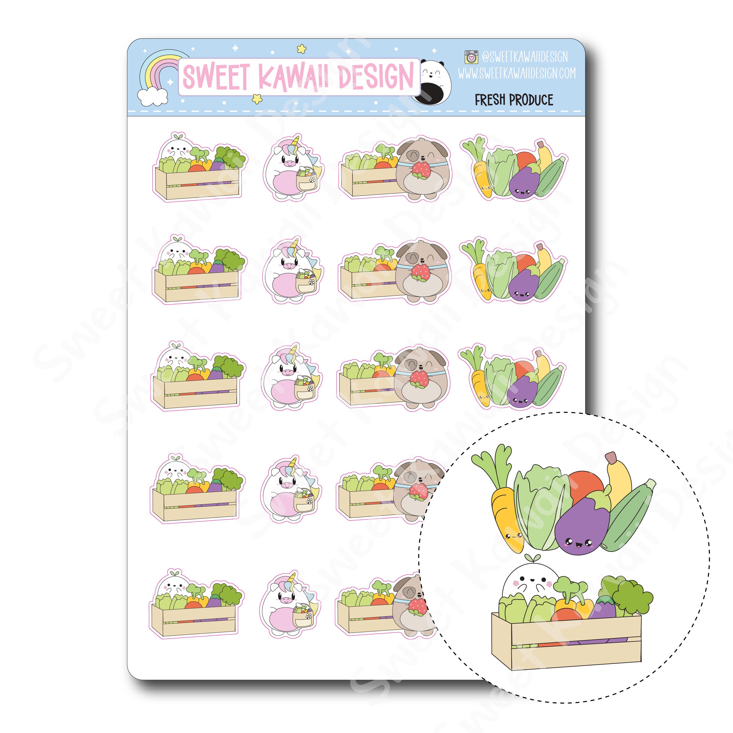 Kawaii Fresh Produce Stickers