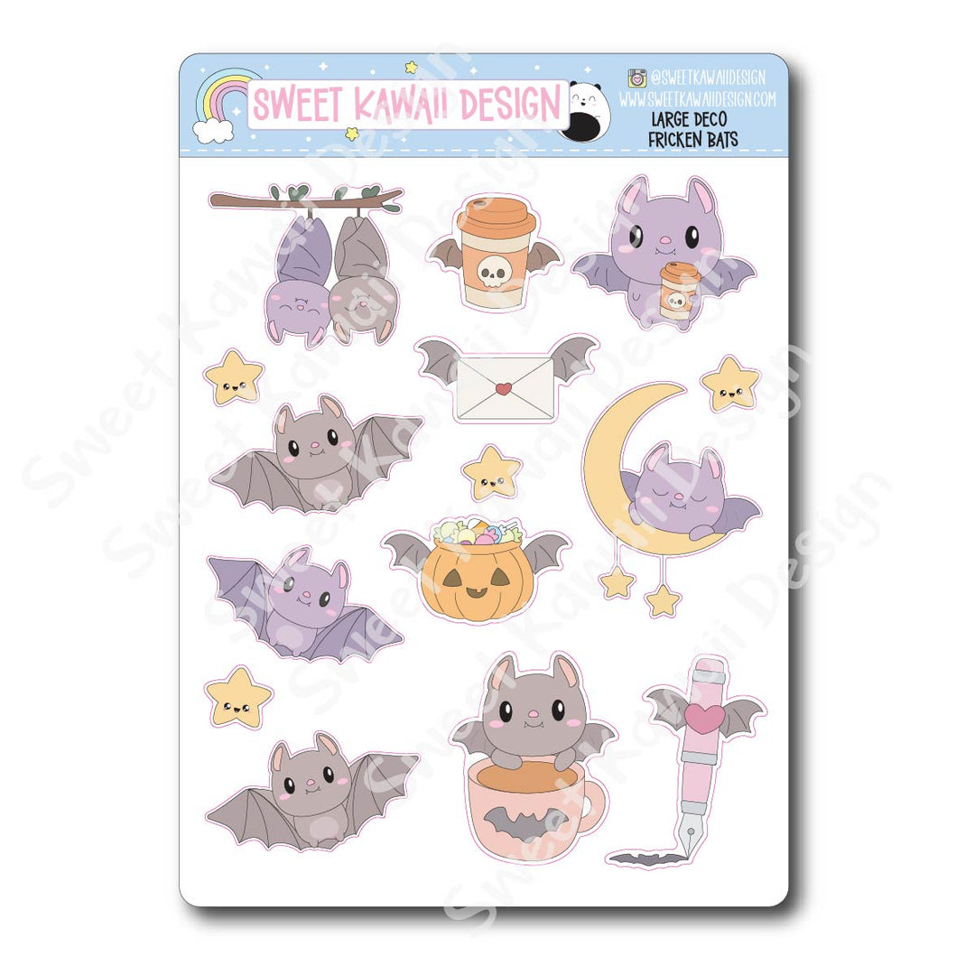 Kawaii Fricken Bats Deco (LARGE) Stickers