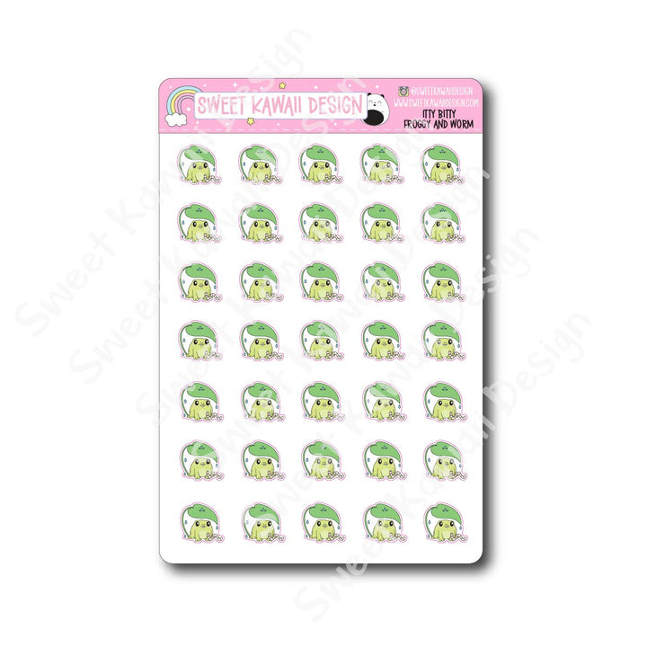 Kawaii Froggy and Worm Stickers